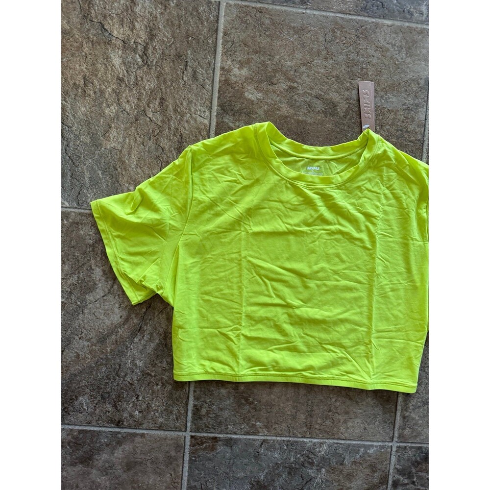 Skims Fits Everybody Super Cropped T-Shirt Neon Lime Size XL - Picture 5 of 11